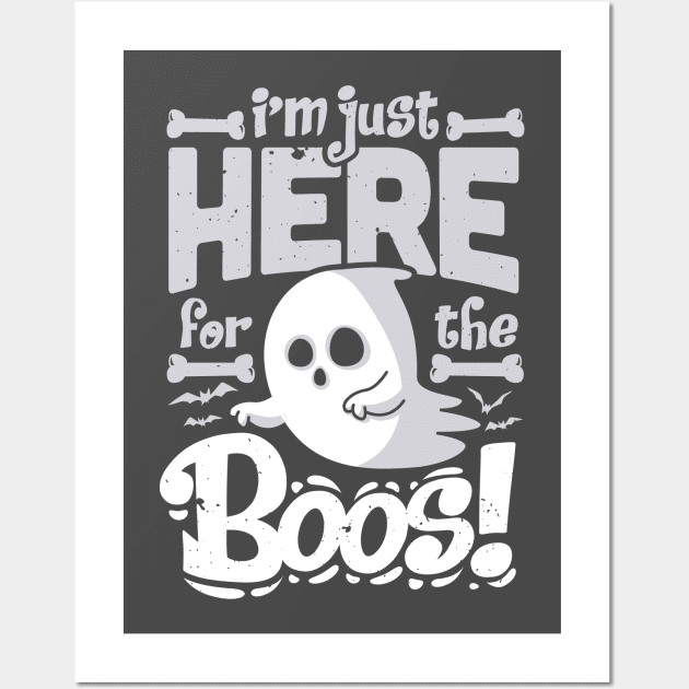 Funny Halloween Im Just Here For The Boos Drinking Ghost Wall Art by ghsp